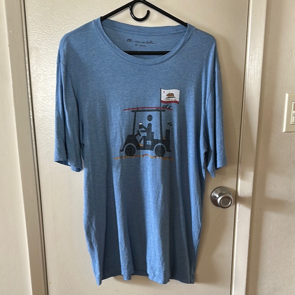 Travis Mathew California Gold Cart Blue Short Sleeve Tee